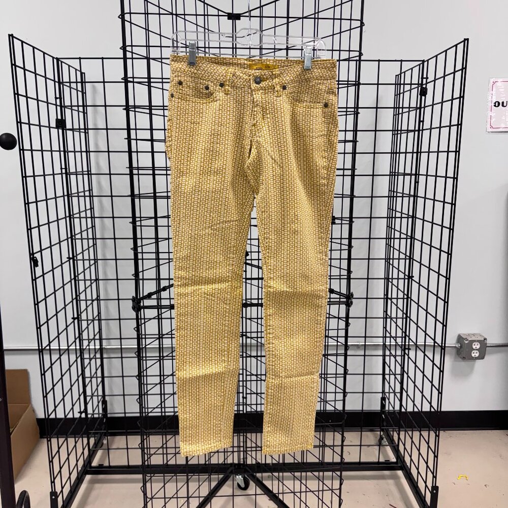 PrAna Kara Mustard Yellow Geometric Organic Cotton Skinny Pants Size 2/26